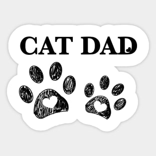 Black paw print with hearts. Cat dad text Sticker